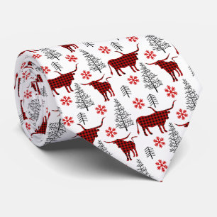 Gravata Padrão Longhorn da Xadrez de Buffalo Vermelho