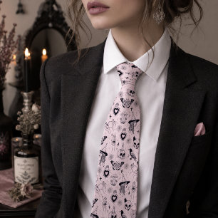 Gravata Padrão Mágico Rosa Whimsigoth