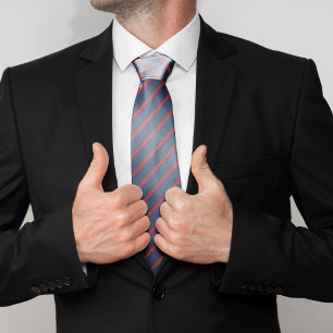 Gravata Padrão marinho Azul e Stripes Vermelhas