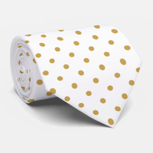 Gravata Padrão Mini Bolinhas Douradas no Branco