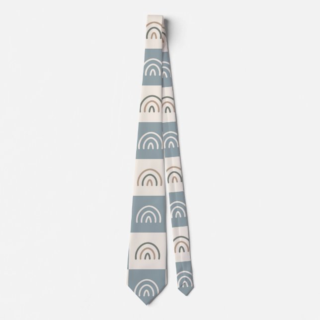 Gravata Padrão Mínimo Xadrez Boho Arco-íris (Frente)