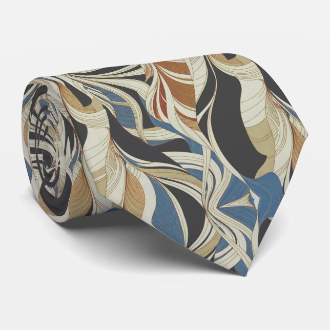 Gravata Padrão Moderno Art Déco com Ondulações (Rolled)