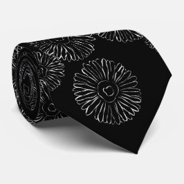 Gravata Padrão Moderno de Margarida Boho Chic Preto e Bran