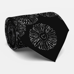 Gravata Padrão Moderno de Margarida Boho Chic Preto e Bran