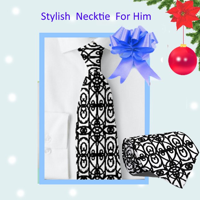 Gravata Padrão moderno de Tao preto e branco (Criador carregado)