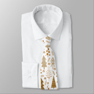 Gravata Padrão moderno Dourado da árvore de Natal