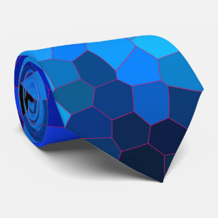 Gravata Padrão Mosaico Azul do Oceano Profundo