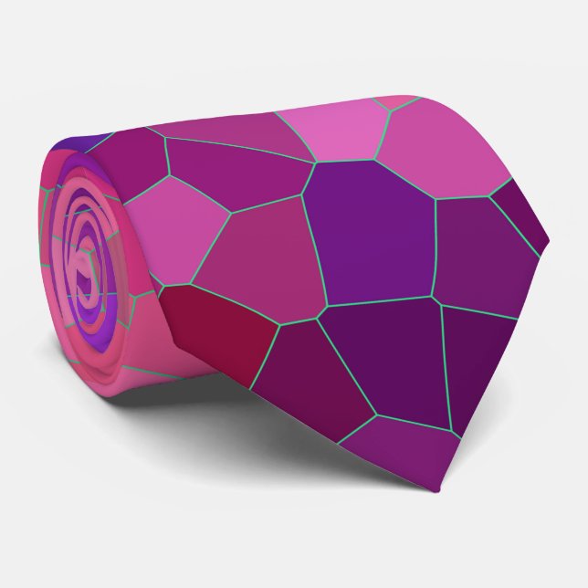 Gravata Padrão Mosaico de Morango Rosa (Rolled)