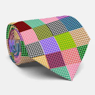Gravata Padrão Multicolor de Xadrez de Patchwork Gingham