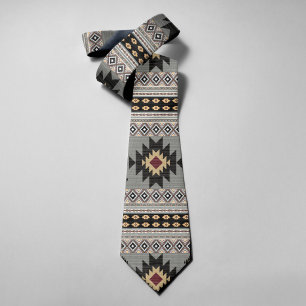 Gravata Padrão Nativo Americano Geometria Tribal Indígena