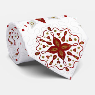 Gravata Padrão Nórdico da Gliteria Vermelha, Branca e Do