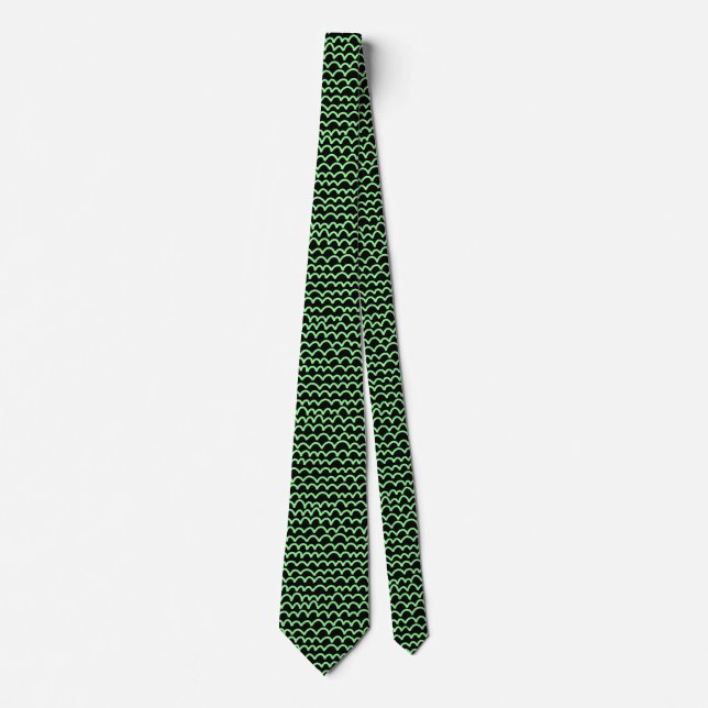 Gravata Padrão ondulado - Verde mint em preto (Frente)