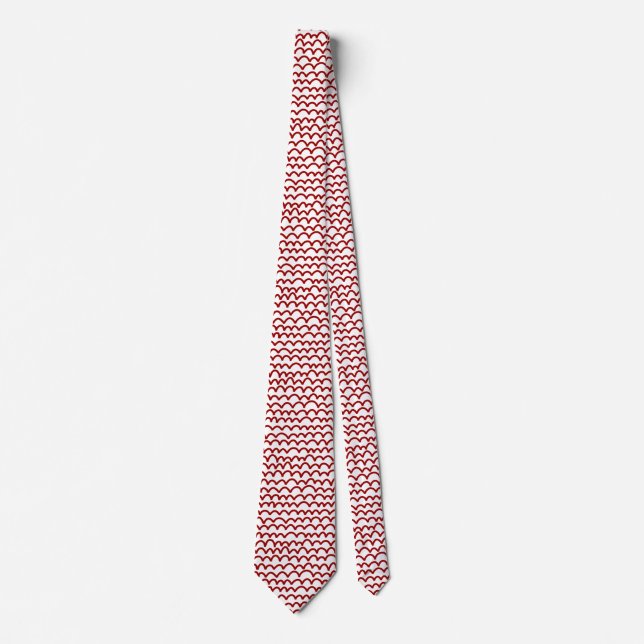 Gravata Padrão ondulado - vermelho rubi em branco (Frente)