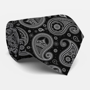 Gravata Padrão paisley elegante preto e branco