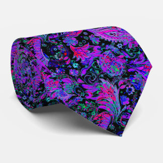 Gravata Padrão Paisley Roxo Azul Escuro