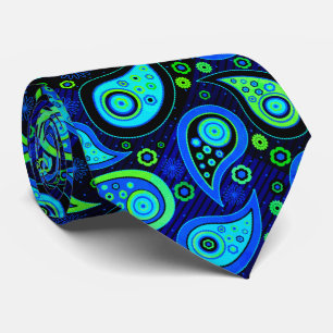 Gravata Padrão paisley verde elegante azul