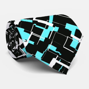 Gravata Padrão Preto Branco Azul Moderno e Elegante