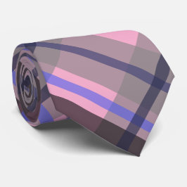 Gravata Padrão Preto Cor-de-Rosa Azul Tartan Moderno
