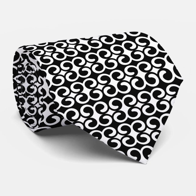 Gravata Padrão preto e branco (Rolled)