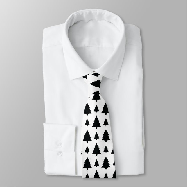 Gravata Padrão Preto E Branco Da Árvore De Natal (Amarrado)