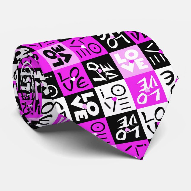 Gravata padrão quadrado de amor violeta valentine (Rolled)
