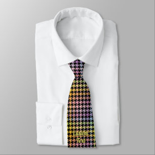 Gravata Padrão Rainbow Houndstooth