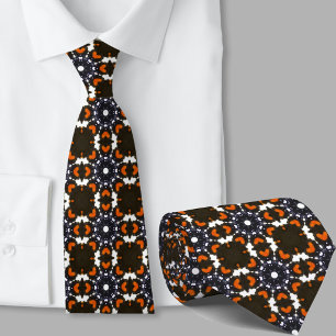 Gravata Padrão retrô elegante em laranja e preto