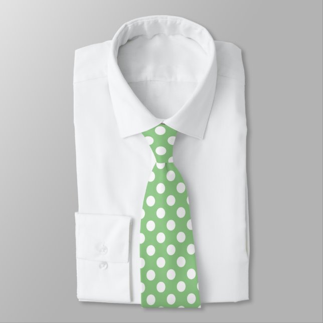 Gravata Padrão retrorreflector branco verde bolinhas (Amarrado)
