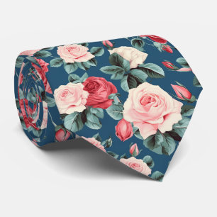 Gravata padrão rosa e rosa vermelha