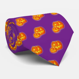 Gravata Padrão Roxo das Bombas Laranja Halloween