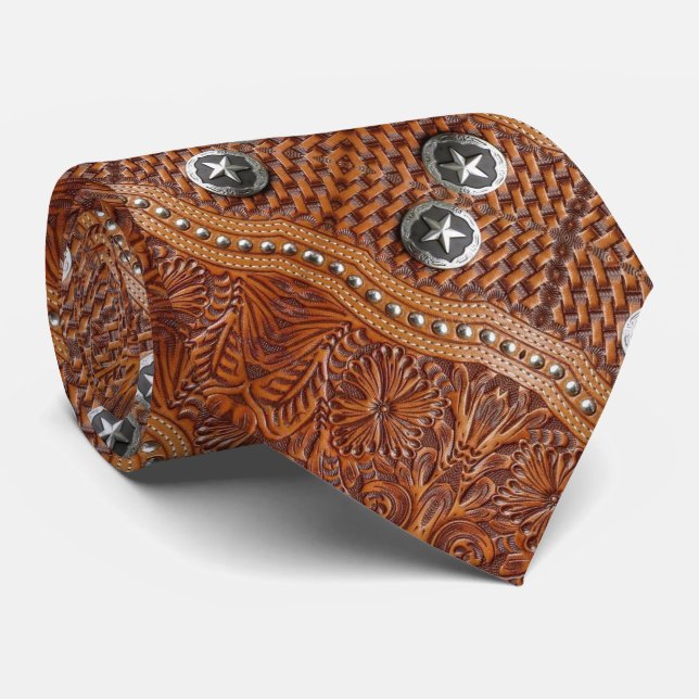 Gravata Padrão Rustic Cowboy Western Country Couro (Rolled)