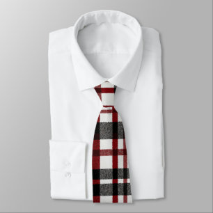 Gravata Padrão Rustic White e Red Xadrez