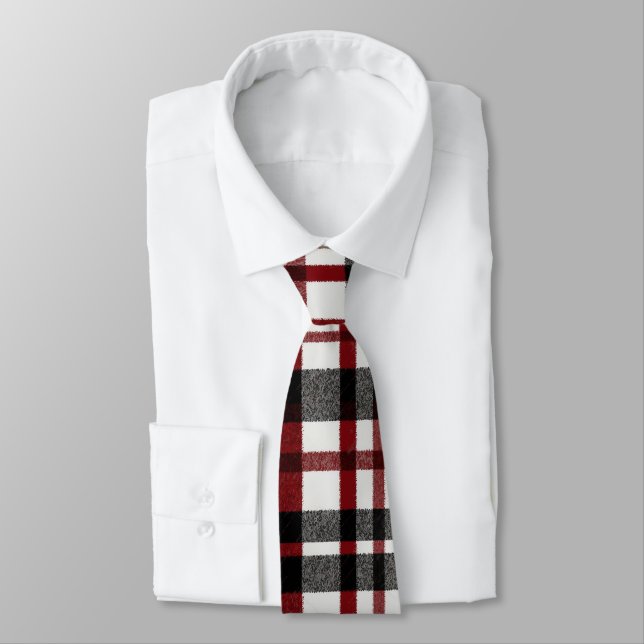 Gravata Padrão Rustic White e Red Xadrez (Amarrado)