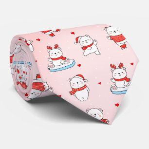 Gravata Padrão sem costura de Natal do Urso Polar Bonito