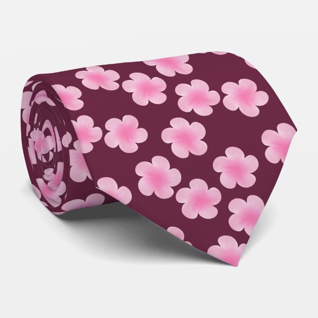 Gravata Padrão sem costura do Flor Frangipani Rosa (Rolled)