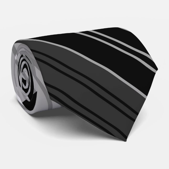 Gravata Padrão Strike Preto e Branco (Rolled)