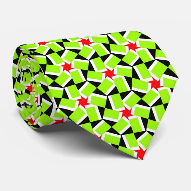 Gravata Padrão Terrazzo da Flor Verde Estrela (Rolled)