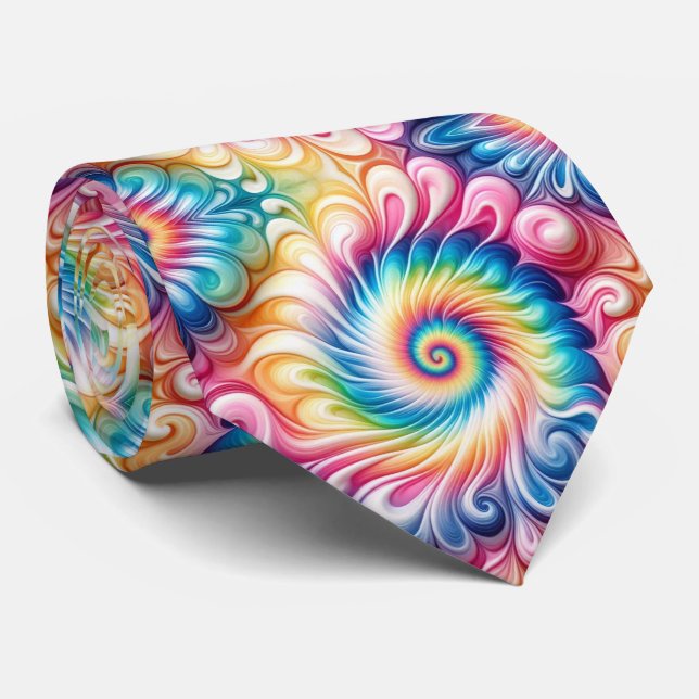 Gravata Padrão Tie-Dye Psicodélico (Rolled)