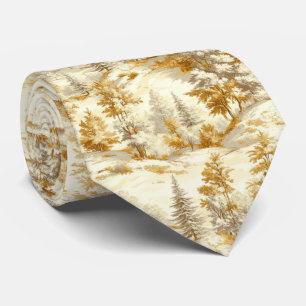 Gravata Padrão Toile de Jouy Floresta de Inverno (6)