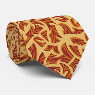 Gravata Padrão Tribal Étnico Laranja Castanho