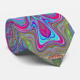 Gravata Padrão Trippy Multicolorido Azul Céu Ondulado