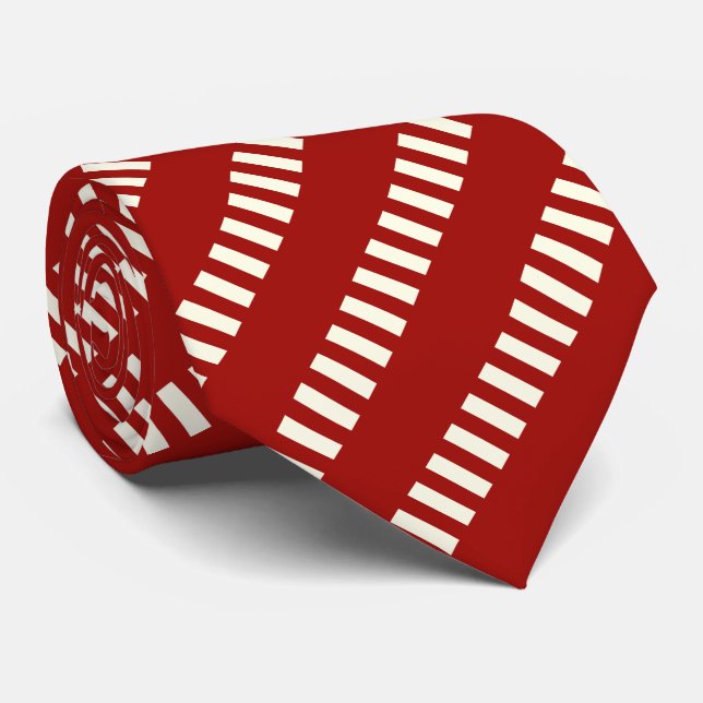 Gravata Padrão Único Vermelho e Branco (Rolled)