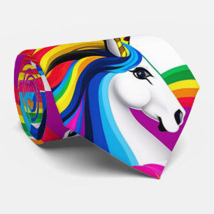Gravata Padrão Unicórnio Multicolorido do Orgulho Arco-Íri