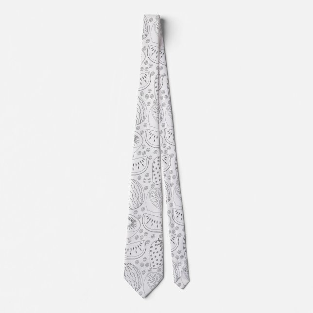 Gravata Padrão uniforme de fruta tropical preto e branco (Frente)
