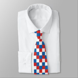 Gravata Padrão uniforme vermelho branco e azul com verific