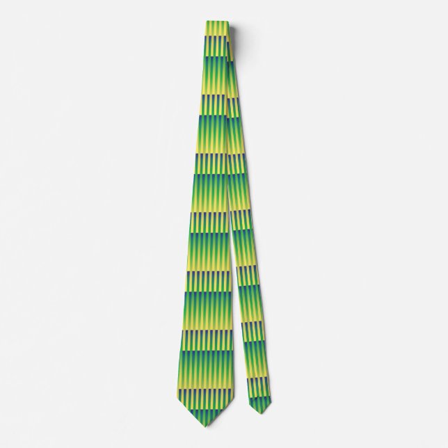 Gravata Padrão Verde Amarelo Azul Striped (Frente)