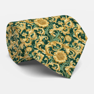 Gravata Padrão verde dourado em azulejos elegantes