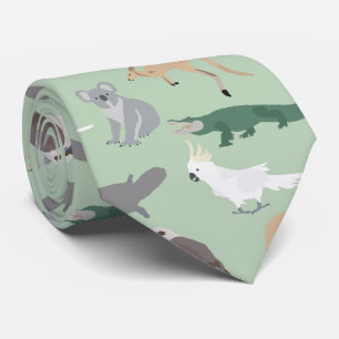 Gravata Padrão Verde Eucalyptus - Animais Nativos Australi