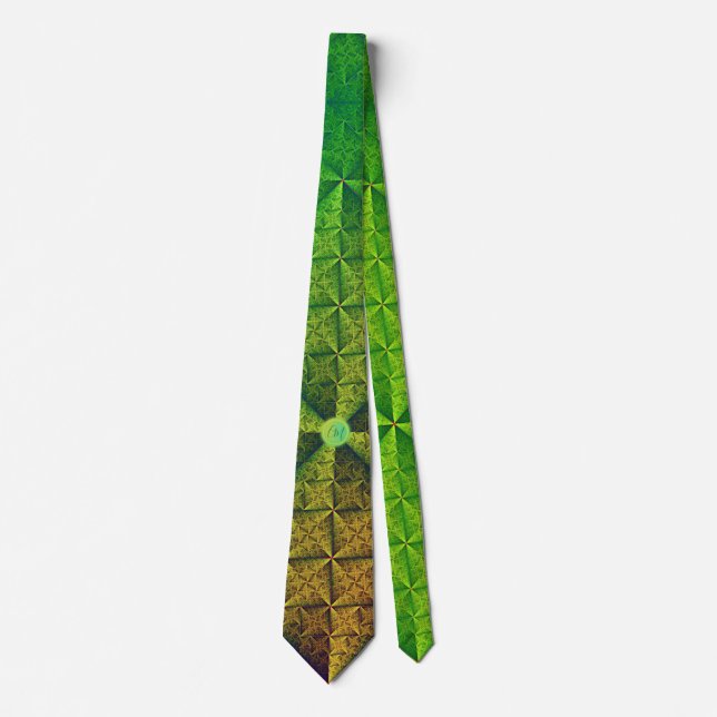Gravata Padrão verde Satin w monograma (Frente)