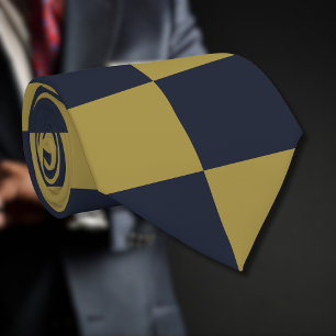 Gravata Padrão Verificado Dourado e Marinho Elegante